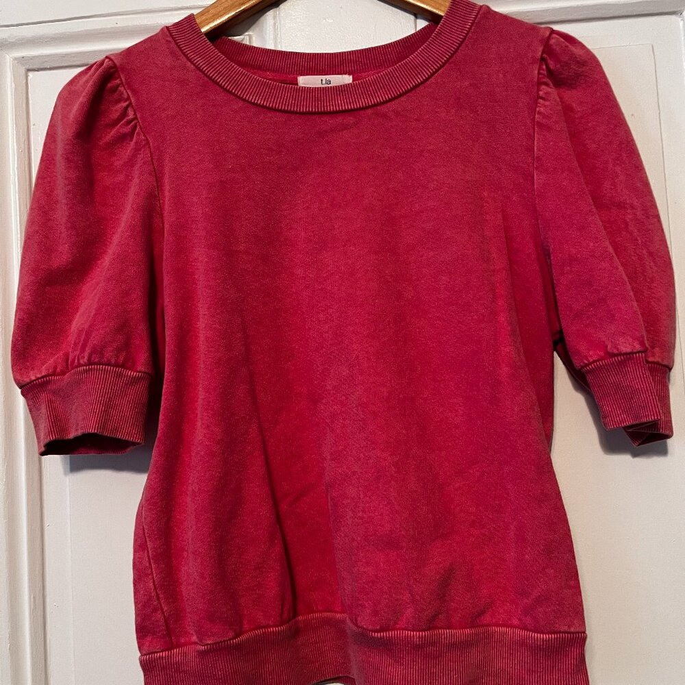 Maeve Puff-Sleeve Sweatshirt Tee (originally $80)